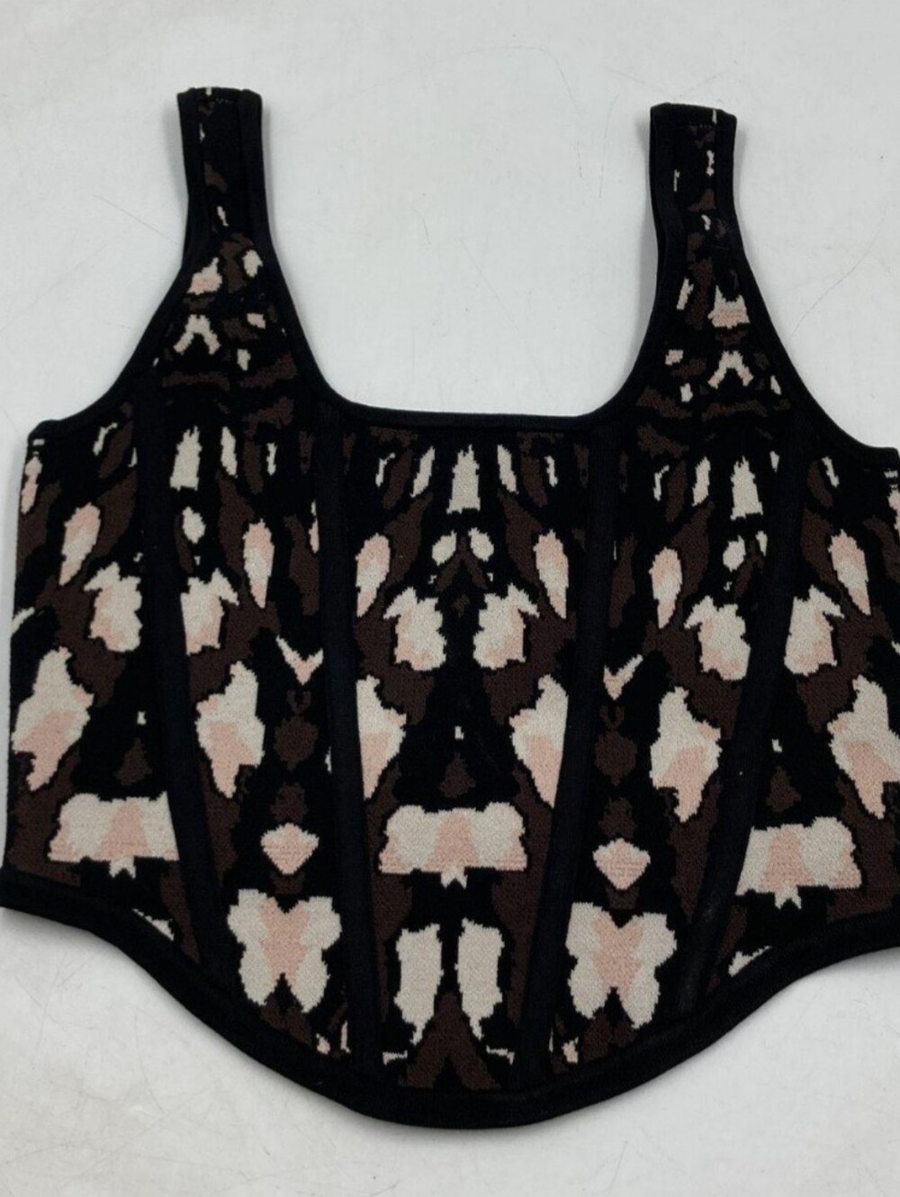 Express Abstract Print Body Contour Corset Style Crop Tank Sz Large